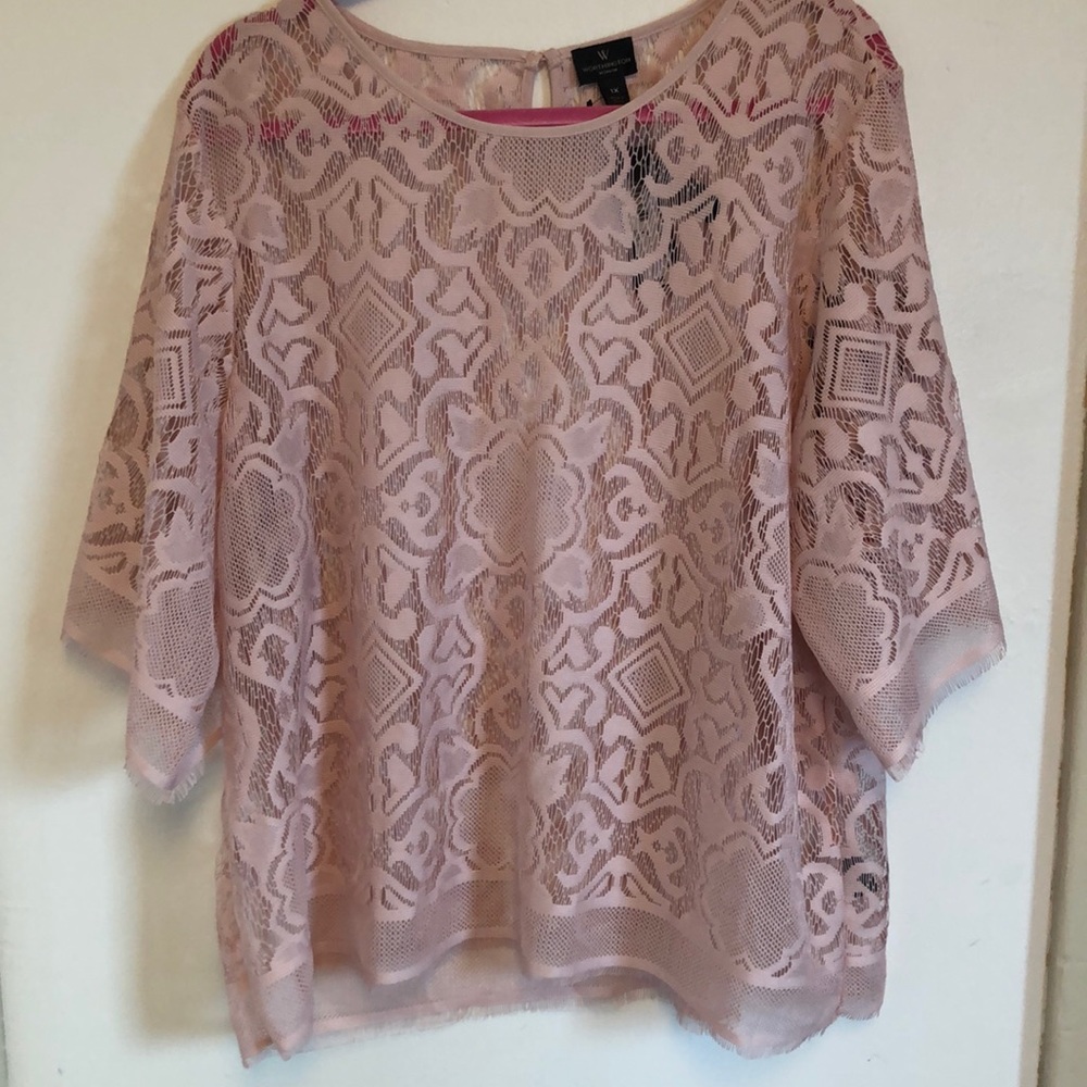 Worthington Light Pink/Blush colored lace top